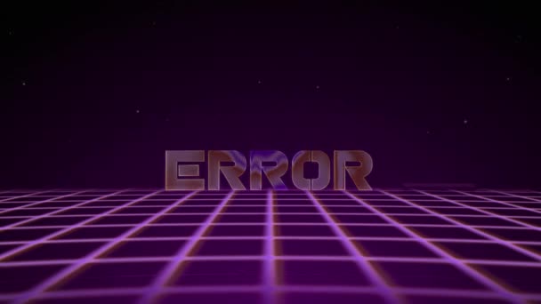 Red de trama de cable Synthwave 80 con ERROR de texto. Fondo de futurismo retro. Ilustración 3d renderizar bucle sin costura. 4k — Vídeo de stock