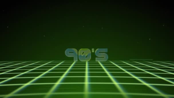 Synthwave draadframe net 90 's. Retro futurisme achtergrond. 3d illustratie maken naadloze lus. 4k — Stockvideo