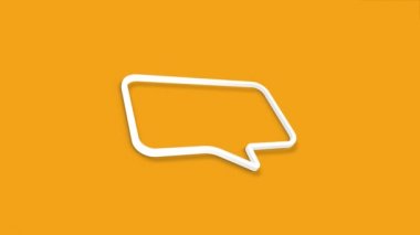 Sohbet, konuşma balonu, sarı arkaplanda 3D simge animasyonu. 4K