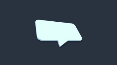 Sohbet, konuşma balonu 3D ikon animasyonu mavi arkaplanda. 4K