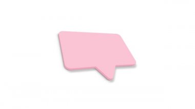 Sohbet, konuşma kabarcığı beyaz arkaplanda 3D simge animasyonu. 4K