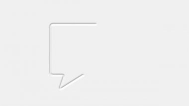 Sohbet, konuşma kabarcığı beyaz arkaplanda 3D simge animasyonu. 4K