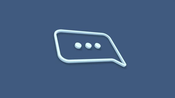 Speech bubble chat icon isolated on blue background. Message icon. Communication or comment chat symbol. 4K — Stock Video