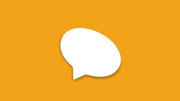 Chat, speech bubble 3d icon animation on yellow background. 4K — Stock Video