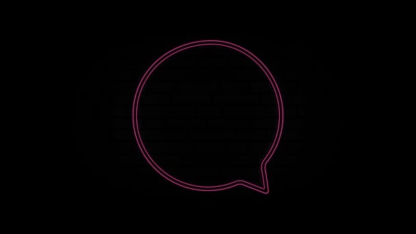 Parlayan kırmızı neon hattı konuşma balonu sohbet simgesi siyah arkaplanda izole edildi. İleti simgesi. İletişim ya da yorum sohbet sembolü. 4K — Stok video