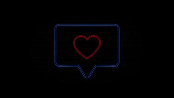 Neon Frame heart like social network white background — Stock Video