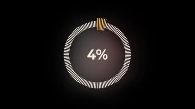 Alfa kanallı animasyon sarı yükleme barı. Yüzde 0-100. Siyah arkaplanda daire animasyonu yükleniyor. Sayfayı indir. 4k