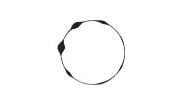 Siyah zemin üzerinde ses dalgası dijital çember animasyonu, müzik dengeleyicisi, ses dalgaları veya ses frekansı, dijital oyun. 4k