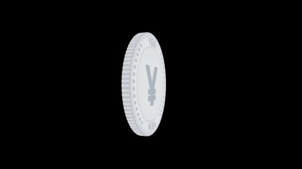 Spinning Silber-Yen-Münze isoliert auf schwarzem und grünem Hintergrund. 4k — Stockvideo