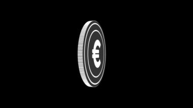 Siyah ve yeşil arka planda izole edilmiş euro düz sikke. 4k