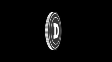 Siyah ve yeşil arka planda izole edilmiş dogecoin kripto düz para. 4k