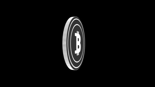 Bitcoin BTC cryptocurrency isolerad platt mynt på svart och grön skärm loopable bakgrund. Roterande platt metall looping abstrakt koncept. 3D-loop sömlös animation. — Stockvideo