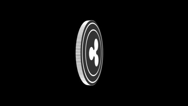 Spinning zvlnění kryptoměna ploché mince izolované na černém a zeleném pozadí. 4k — Stock video