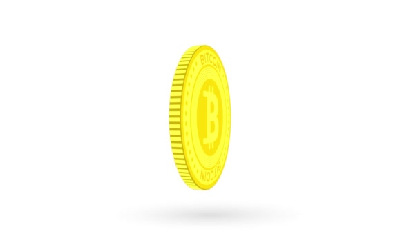 Bitcoin BTC criptovaluta isolato moneta d'oro su sfondo bianco e verde schermo loop. Rotante metallo dorato looping concetto astratto. Animazione senza soluzione di continuità loop 3D. — Video Stock