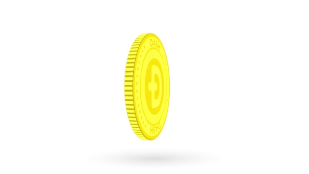 Animated Dash cryptocurrency gold coin. Gold coin spinning on white and green background. 4k — Stock Video