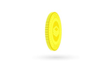 Animasyon Stratis şifreleme altın sikkesi beyaz ve yeşil arka planda. 4k
