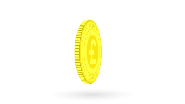Spinning golden pound coin isolated on white and green background. 4k — Stock Video