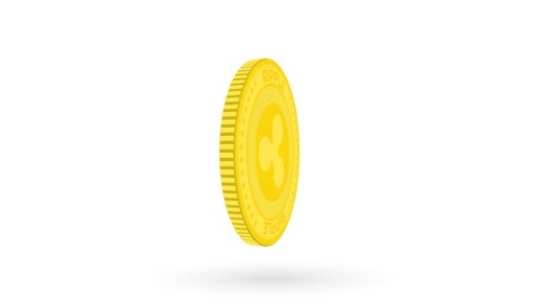 Spinning golden ripple cryptocurrency coin isolated on white and green background. 4k — Stock Video