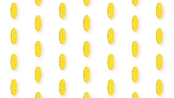 Animated Golden Dogecoin Cryptocurrency Coin Video Seamless Pattern Background (en inglés). 4k — Vídeos de Stock