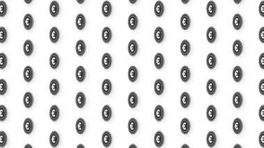 Animasyon Siyah Sikke Euro Video Kusursuz Desen Arkaplanı. 4k