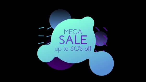 60 percent OFF. A sixty percent discount for the mega sale on abstract background with morphing circles backdrop. Super promotion. Black Friday. 4k — Stock Video