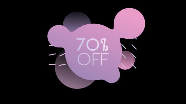 70% OFF. O reducere de șaptezeci la sută pentru vânzarea pe fundal abstract cu fundal cercuri morphing. Super promovare. Black Friday. 4k — Videoclip de stoc