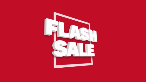 Flash Sale White 3D Text Come Down 3D Animation Render. — Stock video