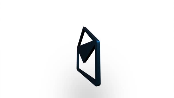Icono de sobre azul volteando, rotación. Representación de luz realista 3d elegante. Vídeo de animación de bucle sin costura — Vídeo de stock