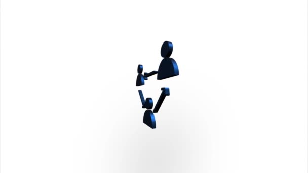 Grupo de usuarios azules con el icono de flechas volteando, rotación. Representación de luz realista 3d elegante. Vídeo de animación de bucle sin costura — Vídeo de stock
