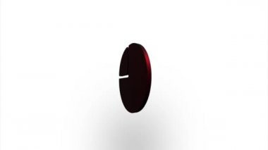 Kırmızı daire diyagramı simgesi takla atıyor, dönüyor. Zarif 3D gerçekçi ışık yansıtıcı. Kusursuz döngü canlandırma videosu