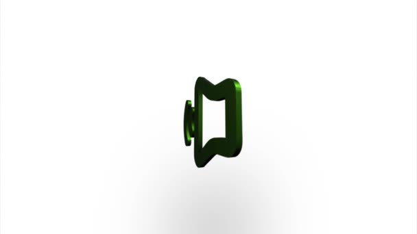 Groene audio stem geluid pictogram flippen, rotatie. Elegante 3D realistische lichtweergave. Naadloze lus animatie video — Stockvideo