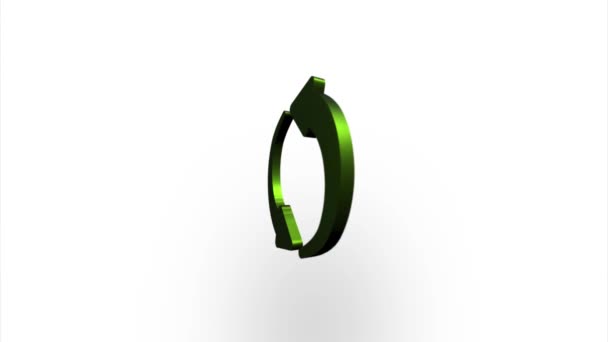 Zelená ikona recyklačního symbolu otáčení, otáčení. Elegantní 3d realistické vykreslování světla. Bezešvé smyčkové animační video — Stock video