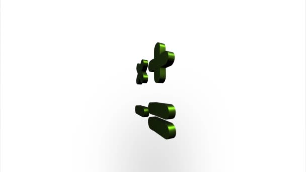 Green calculator symbol icon flipping, rotation. Elegant 3d realistic light render. Seamless loop animation video — Stock Video