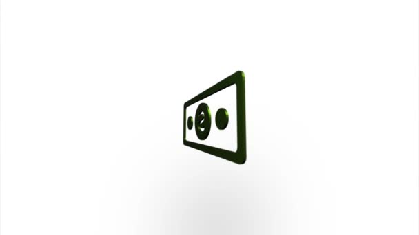 Green banknote dollar icon flipping, rotation. Elegant 3d realistic light render. Seamless loop animation video — Stock Video
