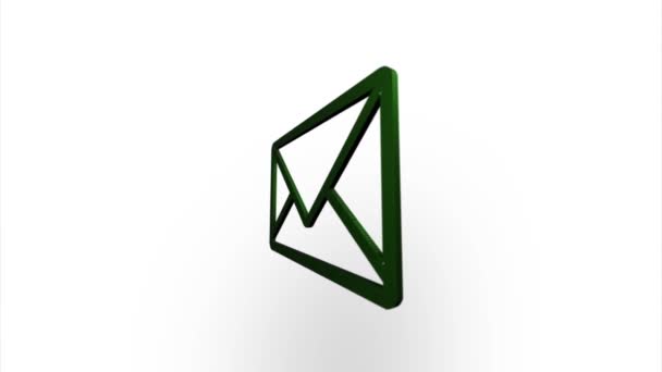 Groene envelop pictogram flippen, rotatie. Elegante 3D realistische lichtweergave. Naadloze lus animatie video — Stockvideo