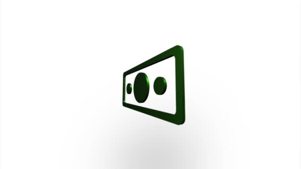 Зеленый банкнота доллар иконка листать, поворот. Elegant 3d реалистичный световой рендер. Бесшовное анимационное видео — стоковое видео
