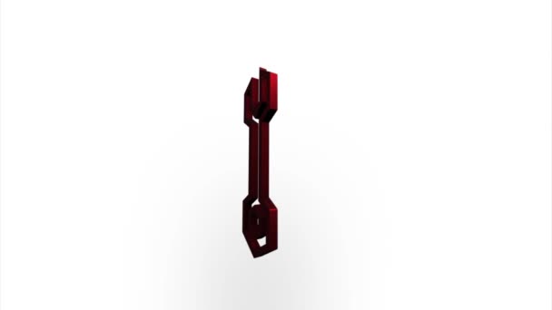 Roter Schraubenschlüssel, Umdrehen, Drehen. Elegante 3D realistische Lichtwiedergabe. Nahtlose Schleifenanimation — Stockvideo