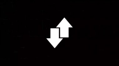 Arıza efektli ok aktarım simgesini değiştir. Retro fütürizm 80 'lerin dinamik dalga tarzı. Televizyon gürültüsü ve eski ekran paraziti ile video sinyali hasarı. 4k döngüsü