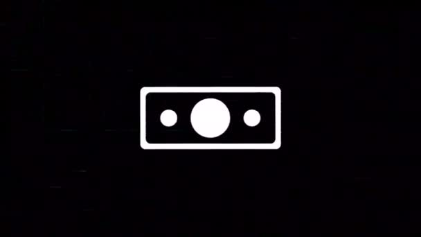 Bankbiljet dollarpictogram met glitch art effect. Retro futurisme 80s 90s dynamische golfstijl. Videosignaal schade met tv-ruis en oude schermstoring. Lijn 4k — Stockvideo