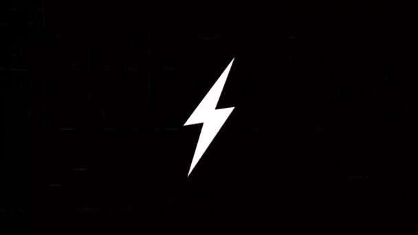 Lightning bolt icon with glitch art effect. Retro futurism 80s 90s dynamic wave style. Video signal damage with tv noise and old screen interference. Loop 4k — Stock Video