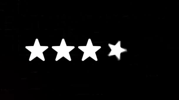 Rating five stars icon with glitch art effect. Retro futurism 80s 90s dynamic wave style. Video signal damage with tv noise and old screen interference. Loop 4k — Stock Video