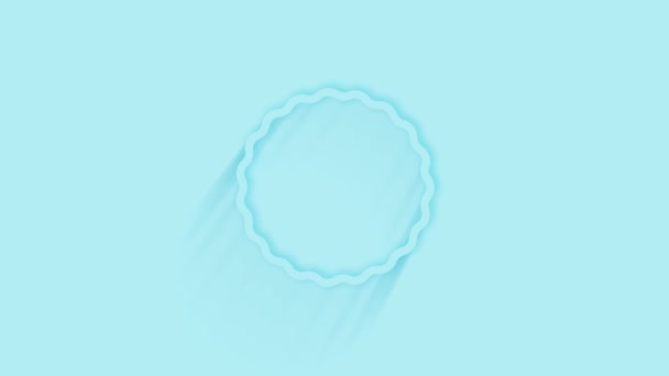 Geanimeerde ronde frame icoon met schaduw op blauwe achtergrond. Neumorphisme minimale stijl. Doorzichtige achtergrond. 4K video bewegende grafische animatie. — Stockvideo