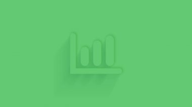 Yeşil arkaplanda gölgesi olan canlandırılmış veri rapor çubuğu grafik simgesi. Neumorfizm asgari düzeyde. Şeffaf arka plan. 4K video hareketi grafik canlandırması.