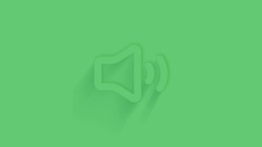 Yeşil arkaplanda gölgesi olan canlı hoparlör cildi simgesi. Neumorfizm asgari düzeyde. Şeffaf arka plan. 4K video hareketi grafik canlandırması.