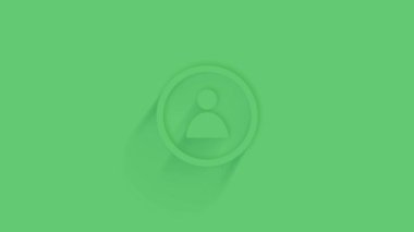 Yeşil arkaplanda gölgesi olan canlandırılmış hesap ekranı simgesi oluştur. Neumorfizm asgari düzeyde. Şeffaf arka plan. 4K video hareketi grafik canlandırması.