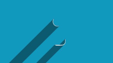 Beyaz çizgi mavi arkaplanda izole edilmiş bir hesap ekranı simgesi oluşturur. Gölge yansıma tasarımı. 4K video hareketi grafik canlandırması.