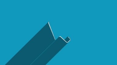 Mavi arkaplanda gölgesi olan ok imleci simgesinin beyaz çizgi sembolü. Gölge yansıma tasarımı. 4K video hareketi grafik canlandırması.
