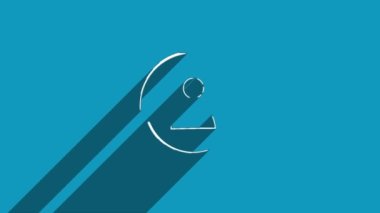 Beyaz çizgi mavi arkaplanda izole edilmiş bir hesap ekranı simgesi oluşturur. Gölge yansıma tasarımı. 4K video hareketi grafik canlandırması.