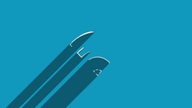 Beyaz çizgi kablosuz internet ağ sembolü ikonu mavi arkaplanda izole edilmiş. Gölge yansıma tasarımı. 4K video hareketi grafik canlandırması.