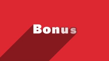 BONUS beyaz harfleri kırmızı arka planda gölgeli hareketli bayrak animasyonu. 4K Video hareketli grafik canlandırması.